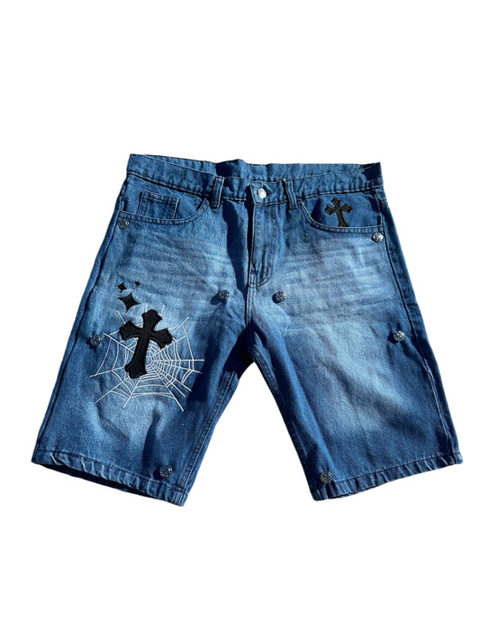 Embroidered Jean Shorts